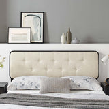 Collins Black/Beige Tufted Fabric and Wood Queen Headboard - Ornate Home