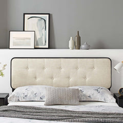 Collins Black/Beige Tufted Fabric and Wood Queen Headboard - Ornate Home