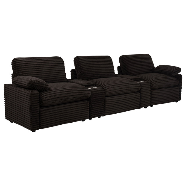 Collins Chocolate Brown 5-Piece Power Reclining Home Theater Seating - Ornate Home