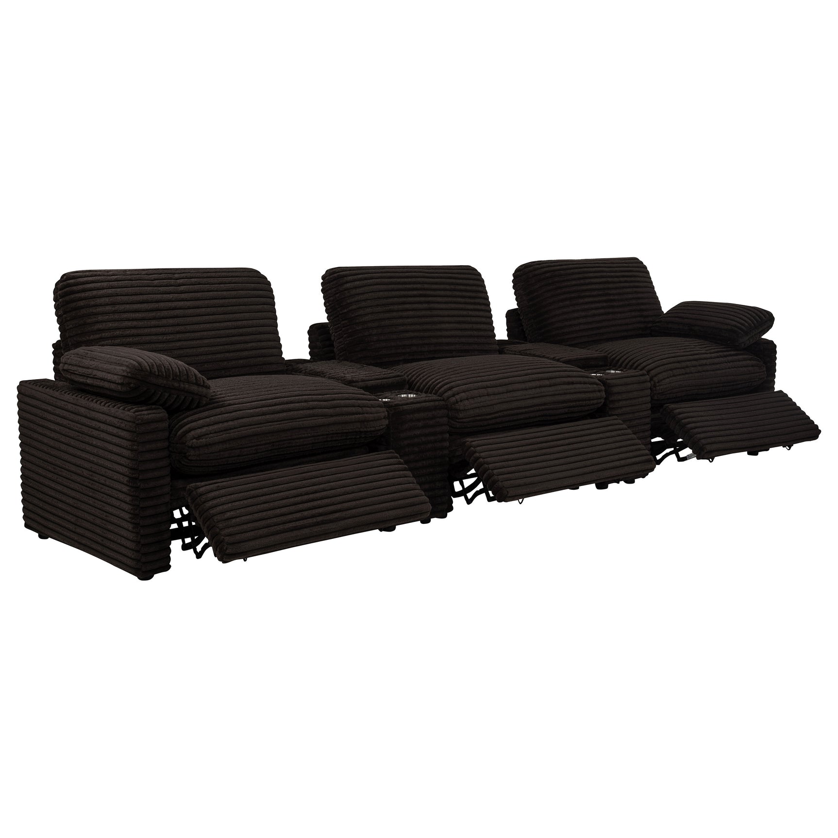 Collins Chocolate Brown 5-Piece Power Reclining Home Theater Seating - Ornate Home
