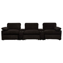 Collins Chocolate Brown 5-Piece Power Reclining Home Theater Seating - Ornate Home