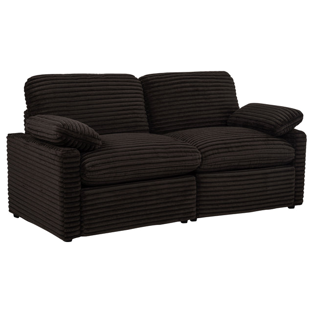 Collins Chocolate Brown Modular Power Loveseat - Ornate Home