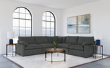 Collins Dark Grey 5-piece Modular Power Reclining Sectional - Ornate Home