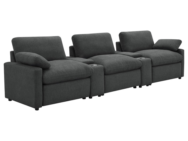 Collins Dark Grey 5-piece Power Reclining Home Theater Seating - Ornate Home