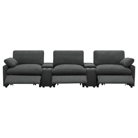 Collins Dark Grey 5-piece Power Reclining Home Theater Seating - Ornate Home