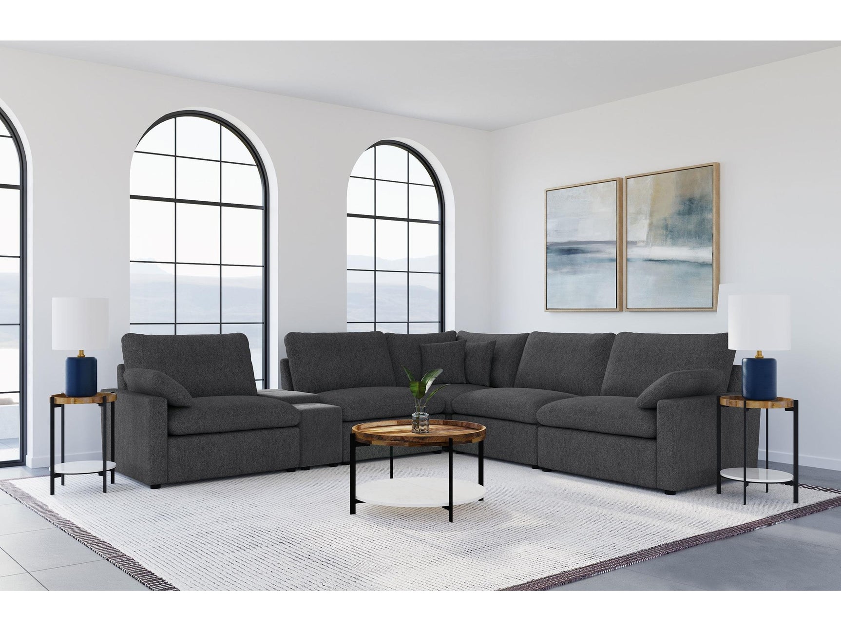 Collins Dark Grey 6-piece Modular Power Reclining Sectional - Ornate Home