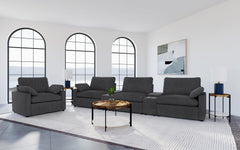 Collins Dark Grey Upholstered Power Recliner Chair - Ornate Home