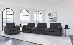 Collins Dark Grey Upholstered Power Recliner Chair - Ornate Home