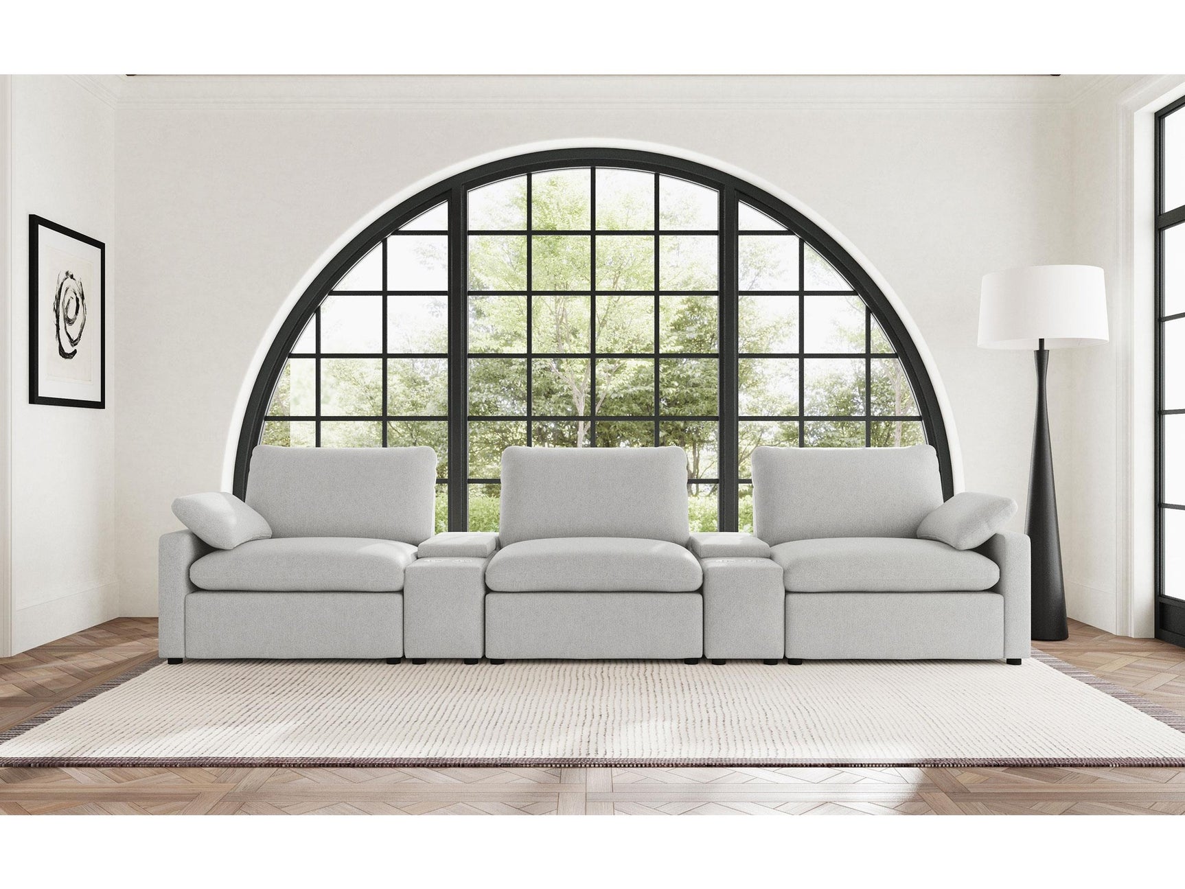 Collins Grey 5-piece Power Reclining Home Theater Seating - Ornate Home