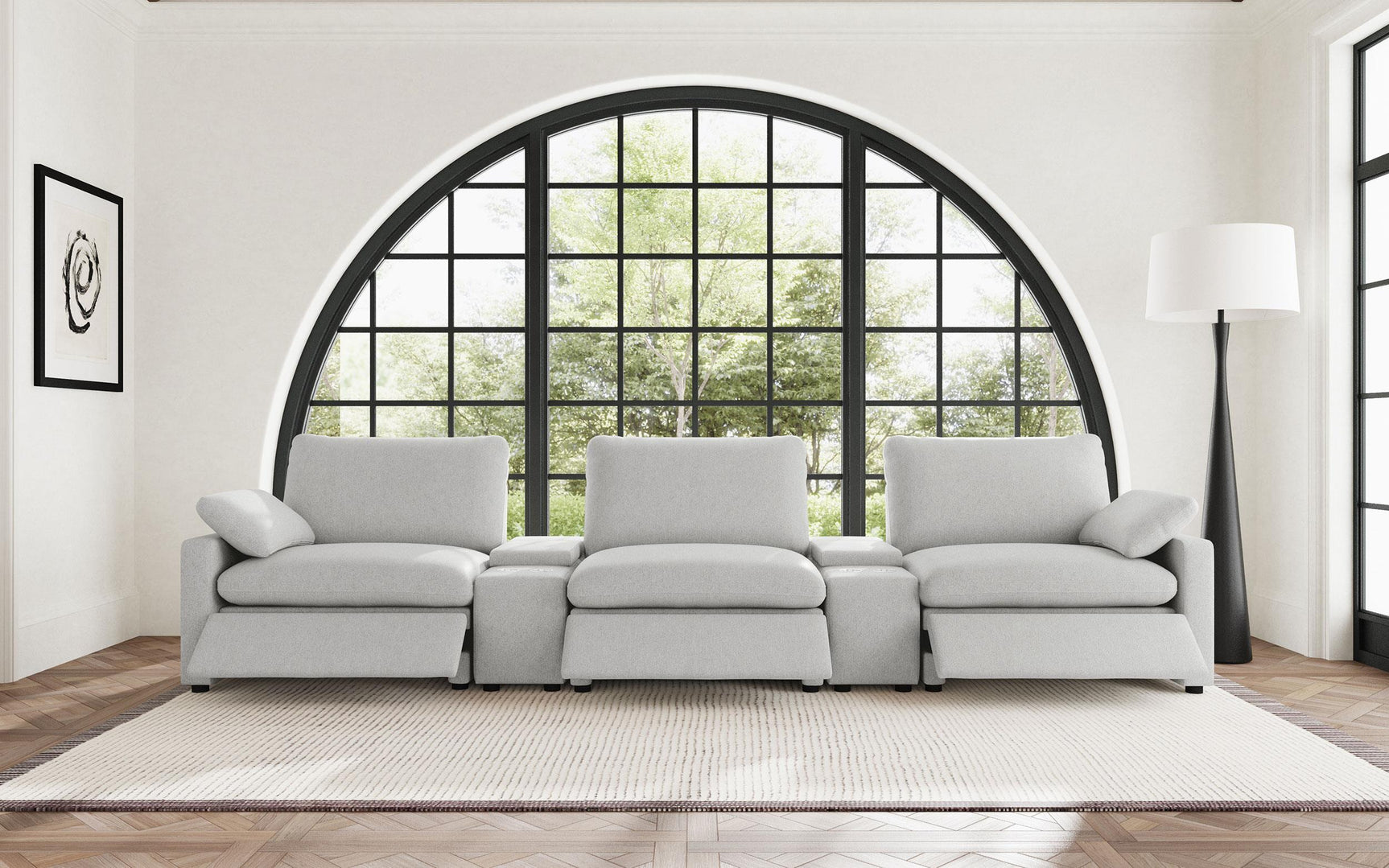 Collins Grey 5-piece Power Reclining Home Theater Seating - Ornate Home