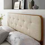 Collins Walnut/Beige Tufted Fabric and Wood Full Headboard - Ornate Home