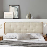 Collins Walnut/Beige Tufted Fabric and Wood Queen Headboard - Ornate Home