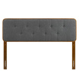 Collins Walnut/Charcoal Tufted Fabric and Wood Queen Headboard - Ornate Home