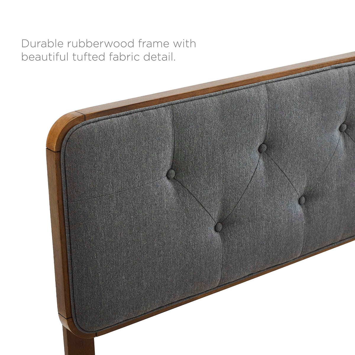 Collins Walnut/Charcoal Tufted Fabric and Wood Queen Headboard - Ornate Home