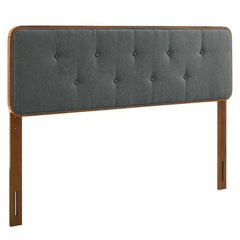 Collins Walnut/Charcoal Tufted Fabric and Wood Queen Headboard - Ornate Home