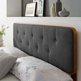 Collins Walnut/Charcoal Tufted Fabric and Wood Twin Headboard - Ornate Home