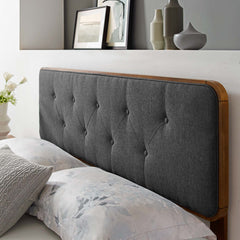 Collins Walnut/Charcoal Tufted Fabric and Wood Twin Headboard - Ornate Home