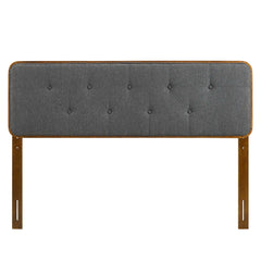Collins Walnut/Charcoal Tufted Fabric and Wood Twin Headboard - Ornate Home
