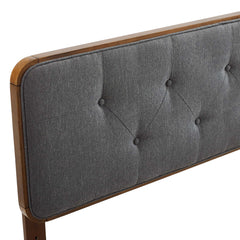 Collins Walnut/Charcoal Tufted Fabric and Wood Twin Headboard - Ornate Home