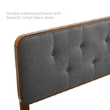 Collins Walnut/Charcoal Tufted Fabric and Wood Twin Headboard - Ornate Home