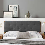 Collins Walnut/Charcoal Tufted Fabric and Wood Twin Headboard - Ornate Home