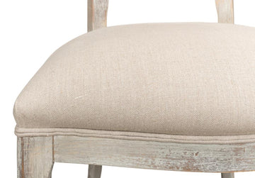Colonial Grey Oval Cane Back Linen Flax Side Chair (Set of 2) - Ornate Home