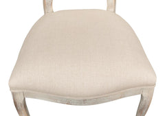 Colonial Grey Oval Cane Back Linen Flax Side Chair (Set of 2) - Ornate Home