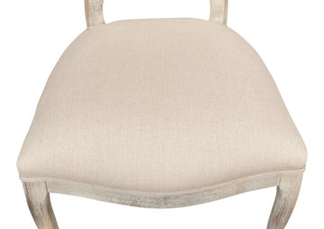 Colonial Grey Oval Cane Back Linen Flax Side Chair (Set of 2) - Ornate Home