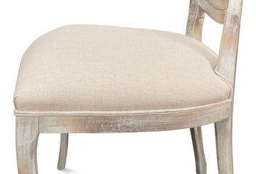 Colonial Grey Oval Cane Back Linen Flax Side Chair (Set of 2) - Ornate Home