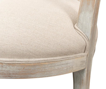 Colonial Grey Oval Cane Back Linen Flax Side Chair (Set of 2) - Ornate Home