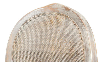 Colonial Grey Oval Cane Back Linen Flax Side Chair (Set of 2) - Ornate Home
