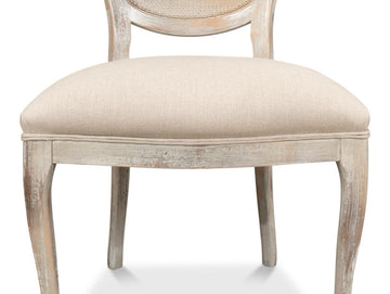 Colonial Grey Oval Cane Back Linen Flax Side Chair (Set of 2) - Ornate Home