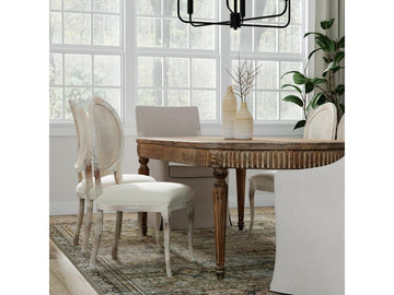 Colonial Grey Oval Cane Back Linen Flax Side Chair (Set of 2) - Ornate Home