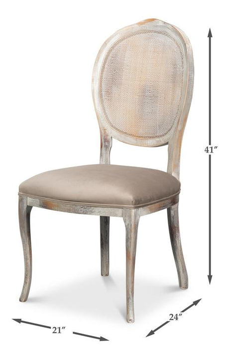 Colonial Grey Oval Cane Back Side Chair (Set of 2) - Ornate Home