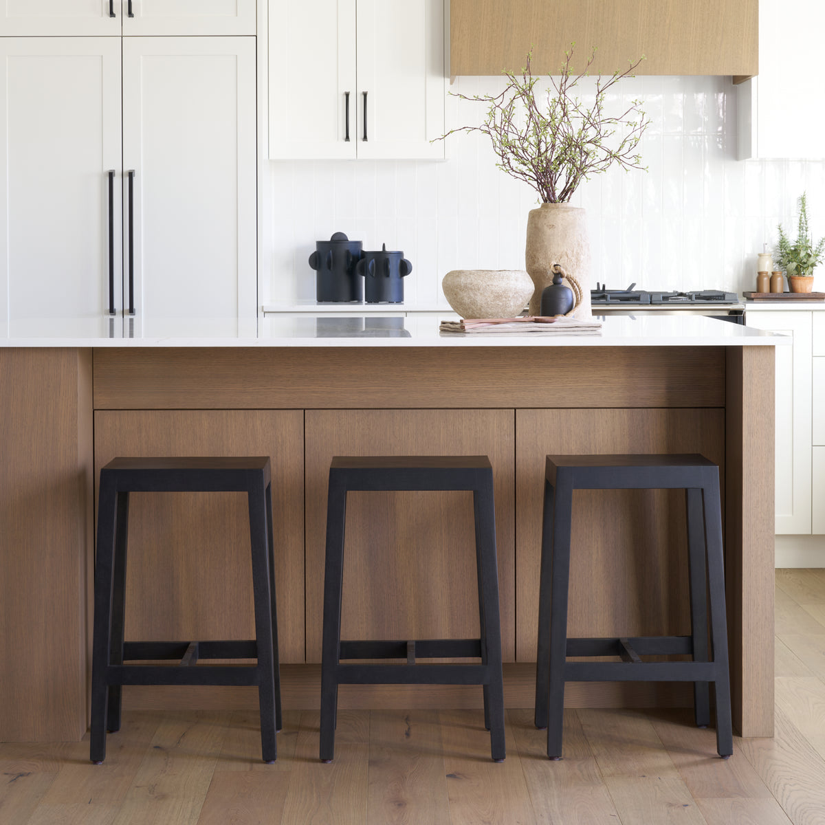 Colony Black-Brown Solid Wood Counter Stool - Ornate Home