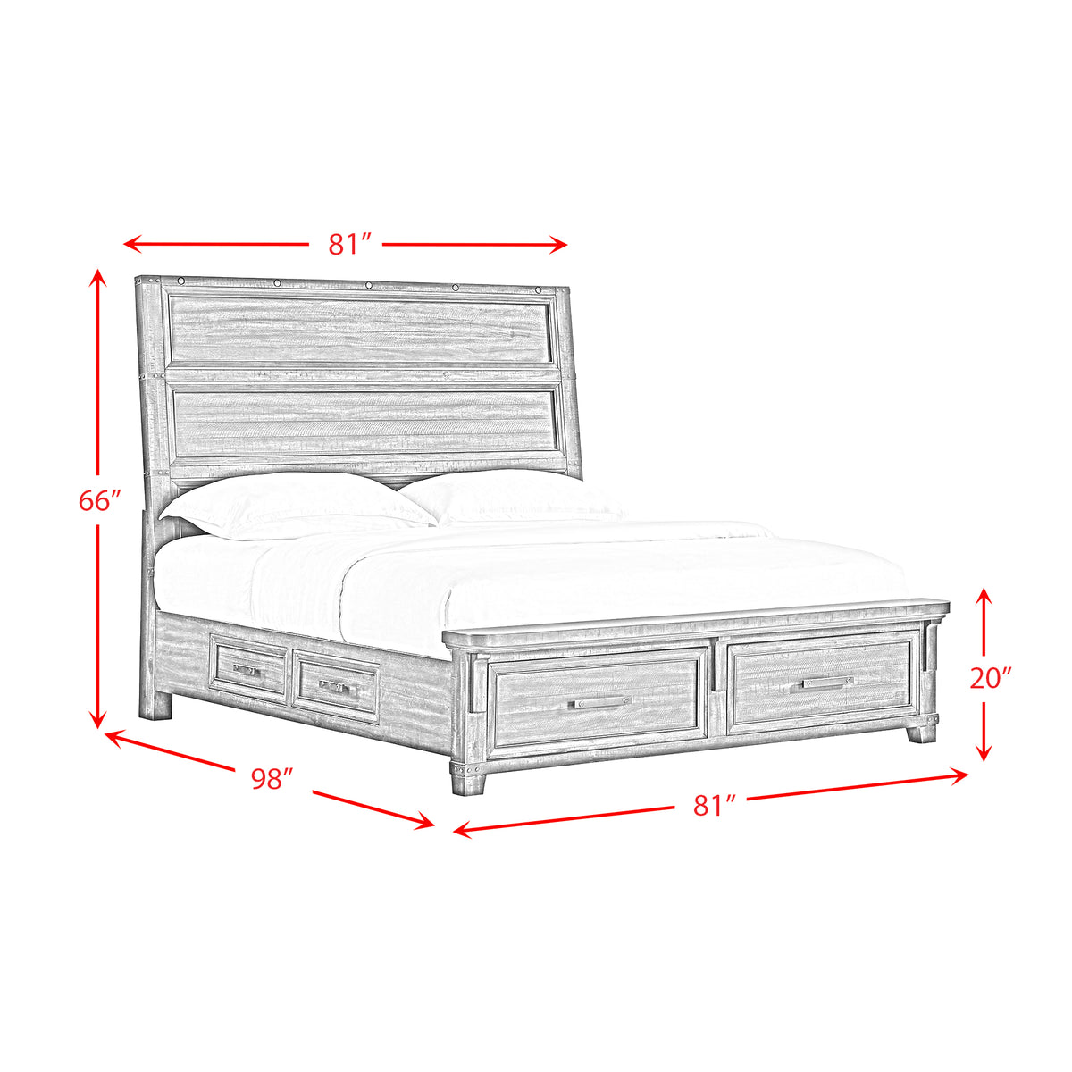 Colorado City Charcoal 3-Piece King Storage Bedroom Set