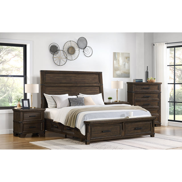 Colorado City Charcoal 4-Piece King Storage Bedroom Set with 2 Nightstands & Chest - Ornate Home