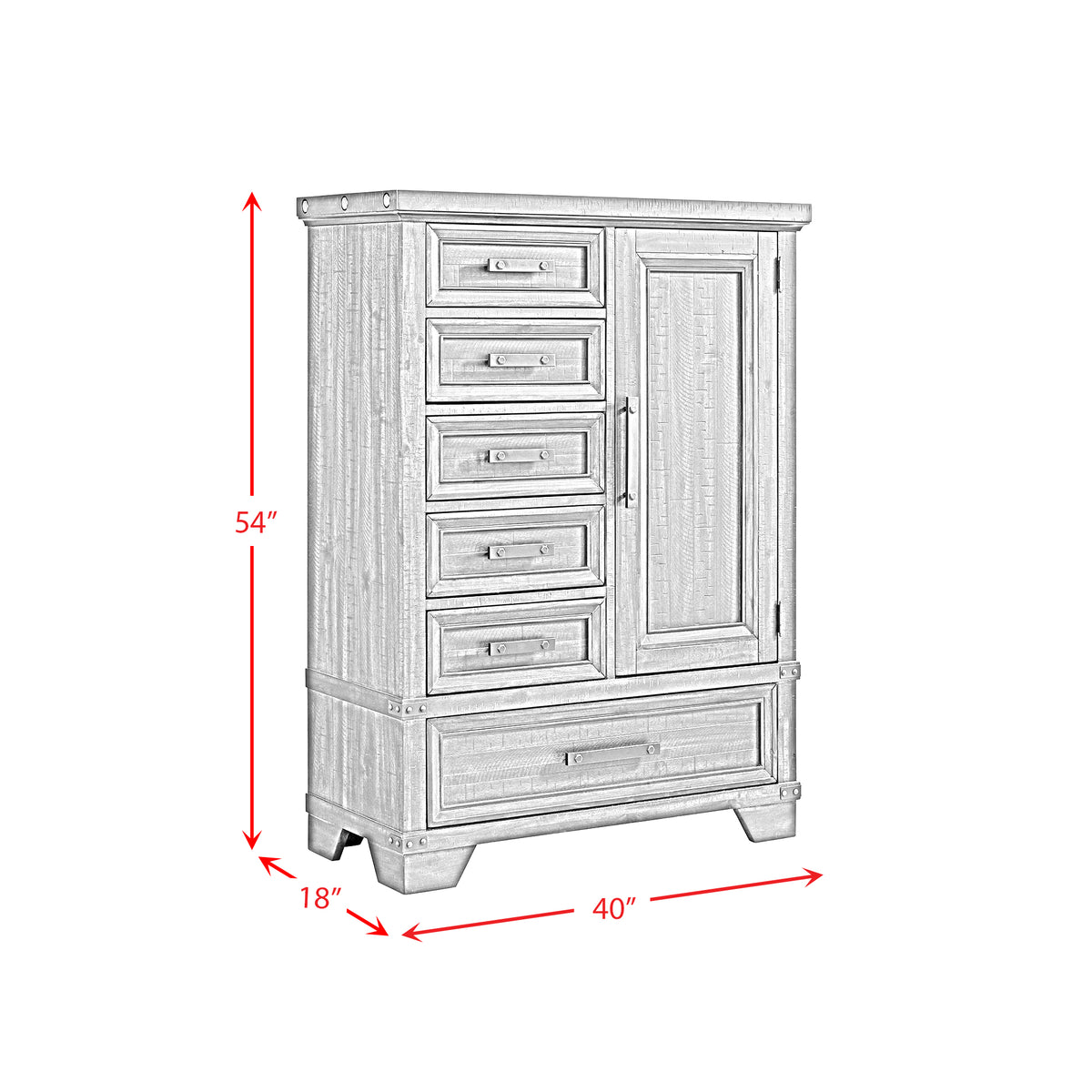 Colorado City Charcoal 6-Drawer Door Chest - Ornate Home