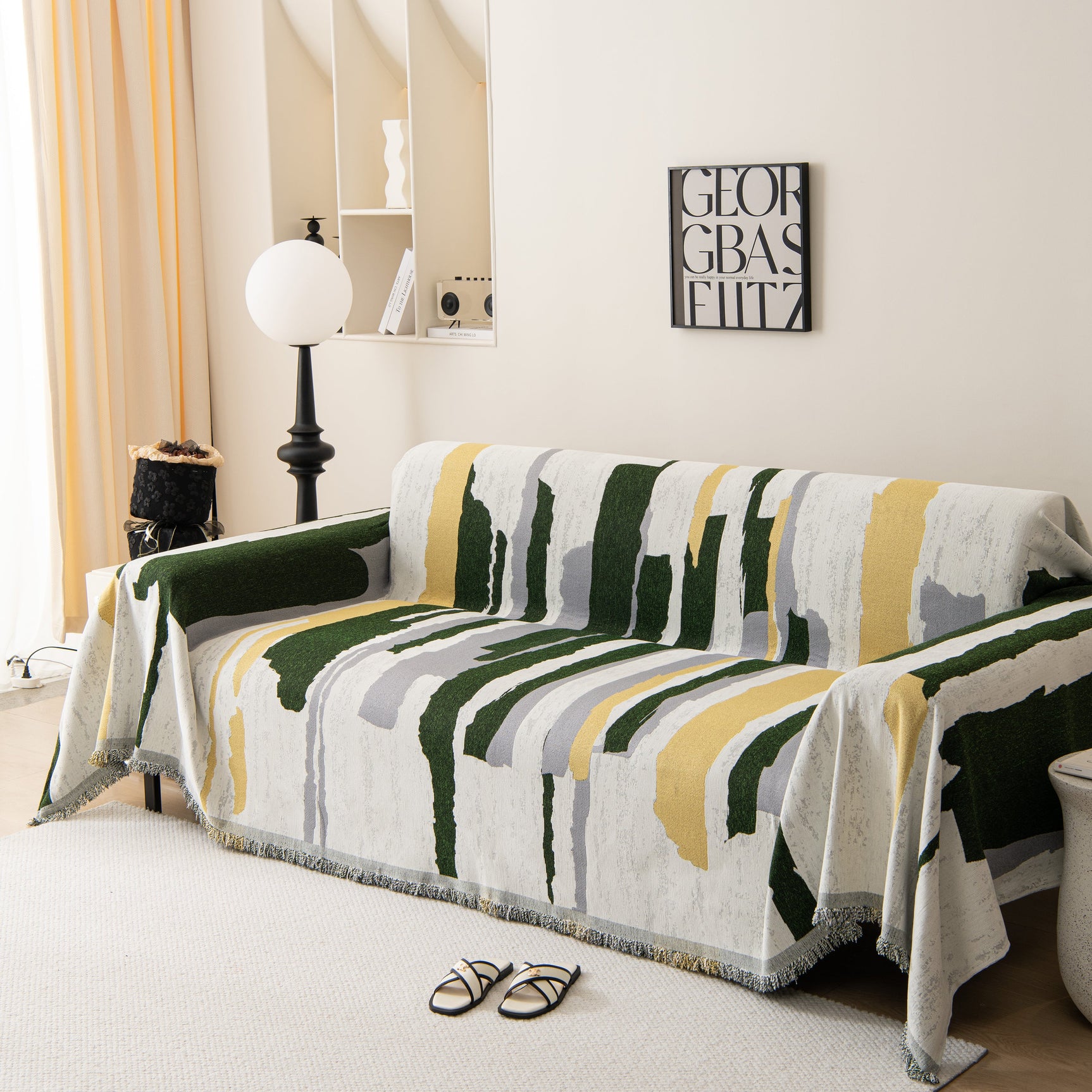 Colorful Chenille Sofa Throw Cover, Fashionable Soft Washable Couch Protector, Sectional Sofa Covers - Ornate Home