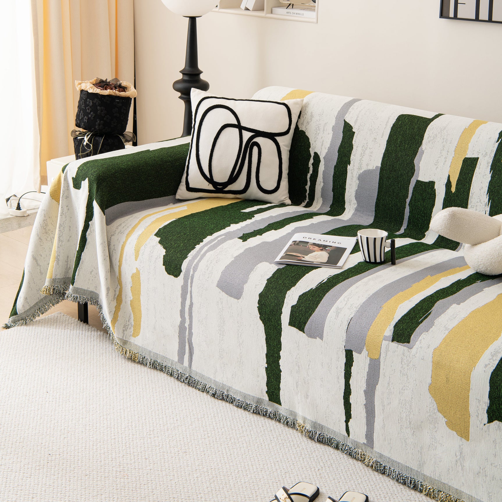 Colorful Chenille Sofa Throw Cover, Fashionable Soft Washable Couch Protector, Sectional Sofa Covers - Ornate Home