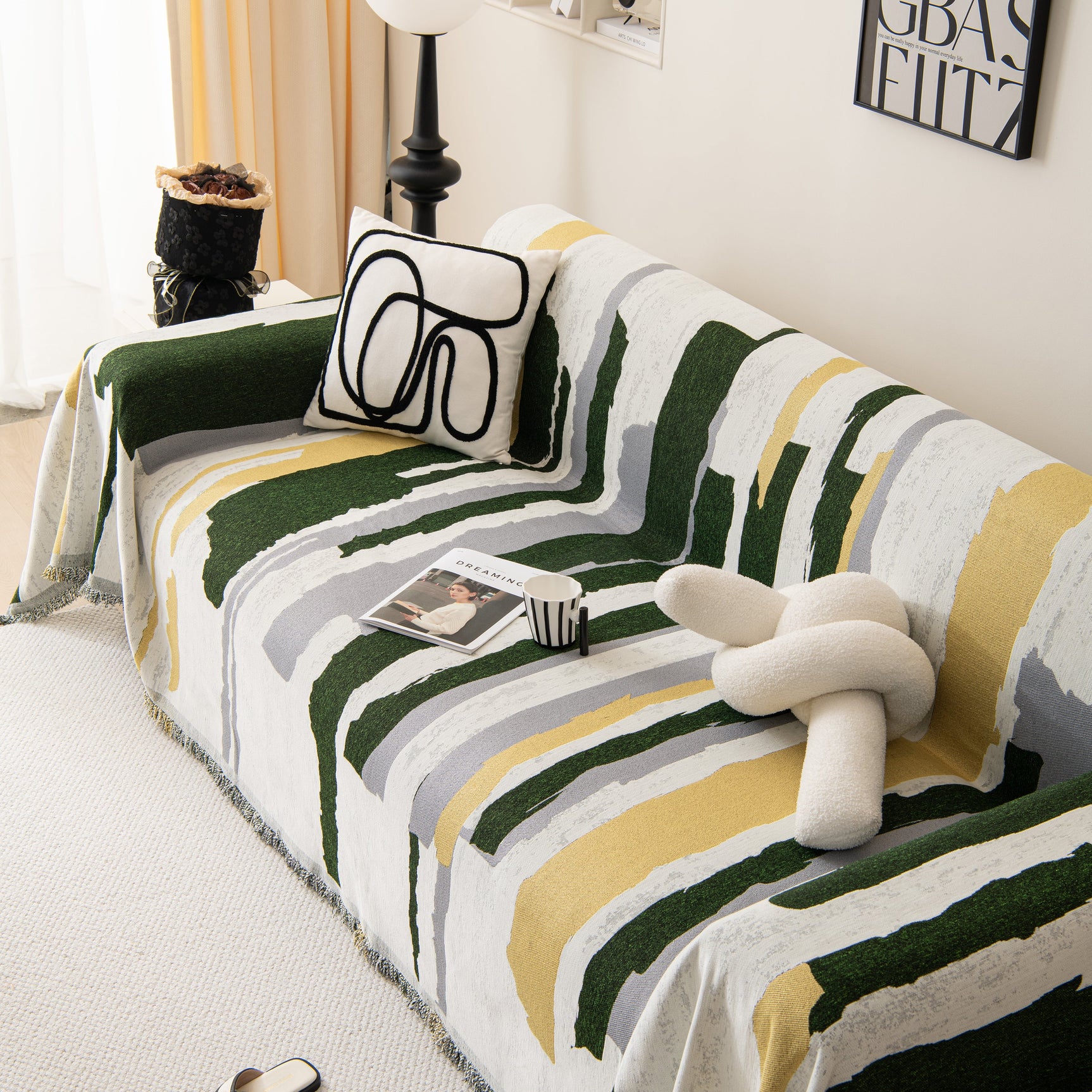 Colorful Chenille Sofa Throw Cover, Fashionable Soft Washable Couch Protector, Sectional Sofa Covers - Ornate Home