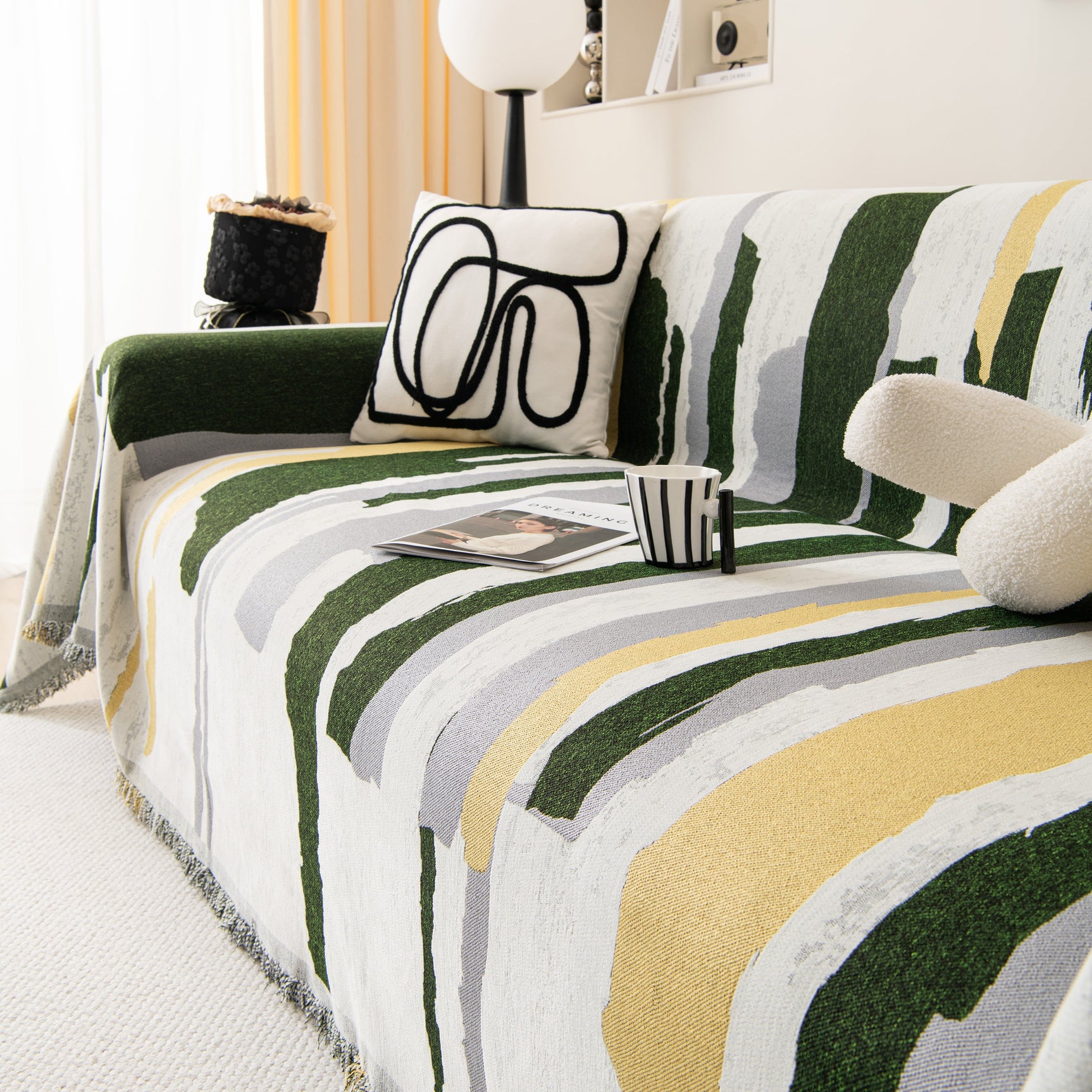 Colorful Chenille Sofa Throw Cover, Fashionable Soft Washable Couch Protector, Sectional Sofa Covers - Ornate Home