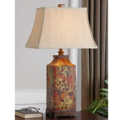 Colorful Flowers Orange/Red Table Lamp - Ornate Home