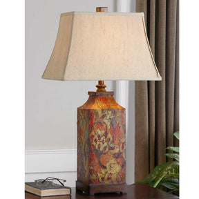 Colorful Flowers Orange/Red Table Lamp - Ornate Home