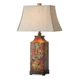 Colorful Flowers Orange/Red Table Lamp - Ornate Home