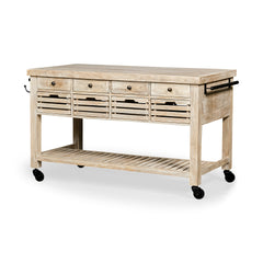 Columbia Light Brown/Black I Body Rolling Kitchen Island - Ornate Home