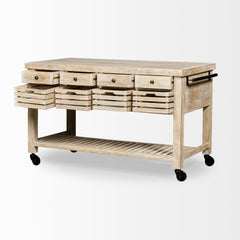 Columbia Light Brown/Black I Body Rolling Kitchen Island - Ornate Home