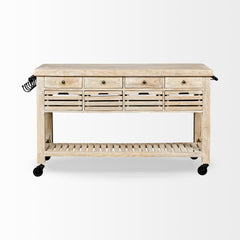 Columbia Light Brown/Black I Body Rolling Kitchen Island - Ornate Home
