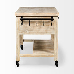 Columbia Light Brown/Black I Body Rolling Kitchen Island - Ornate Home