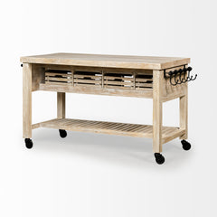 Columbia Light Brown/Black I Body Rolling Kitchen Island - Ornate Home